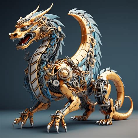 Premium Photo | Dragon robot design chinese animal mechanical illustration image AI generated art