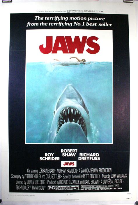 JAWS, Richard Dreyfuss, Steven Spielberg Original Horror 1-sheet Movie ...