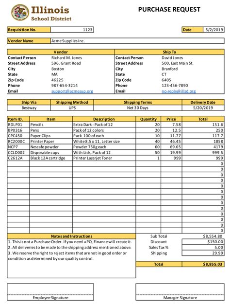 Sample Purchase Requisition Form