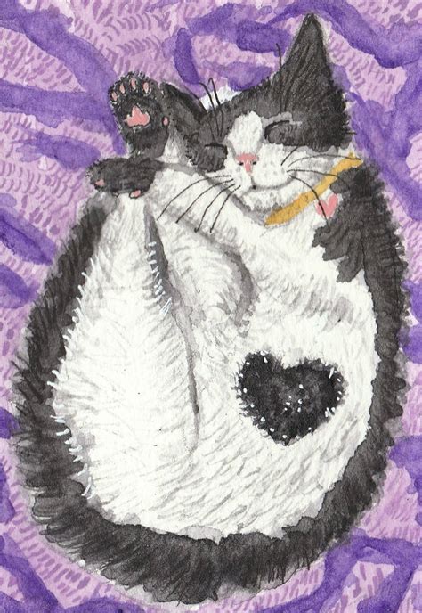 Sleeping cat watercolor aceo painting by tulipteardrops on DeviantArt