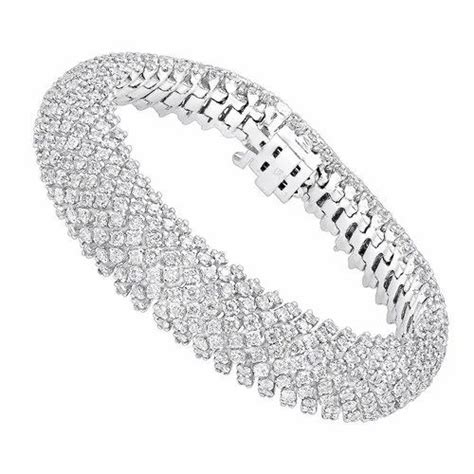 Round Real Diamond Ladies Silver Bracelet, for Party Wear, Packaging ...