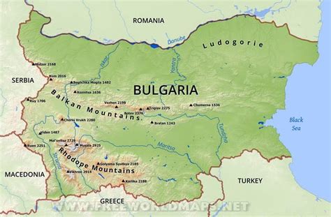 Bulgaria Physical Map