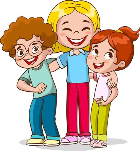 Cute happy kids hugging, smiling, standing together. Diverse children ...