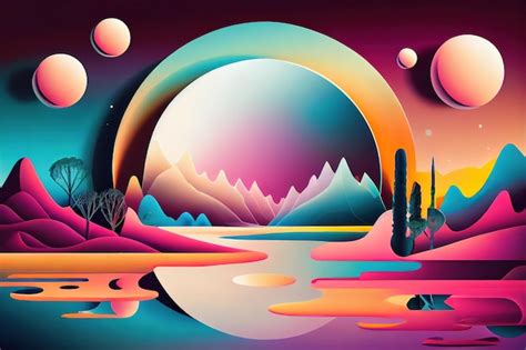 Premium AI Image | Surreal retro futurism abstract landscape with water ...