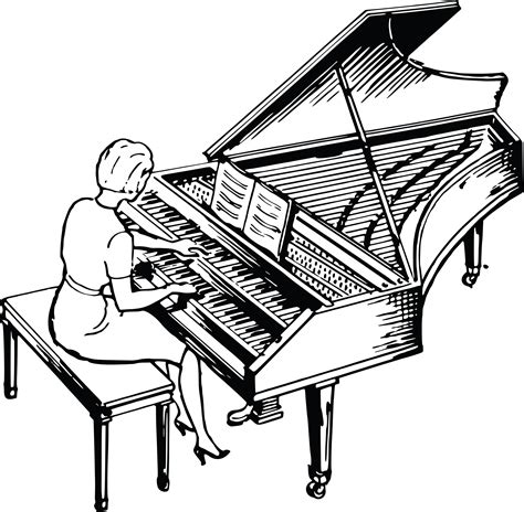 Free Clipart Of A woman playing a piano