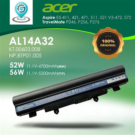 Acer Laptop Battery Al14A32 For Aspire E14, E15, E5, V3 | Shopee Philippines