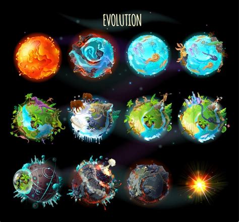 Free Vector | Stages of the origin of life on earth, evolution, climate changes