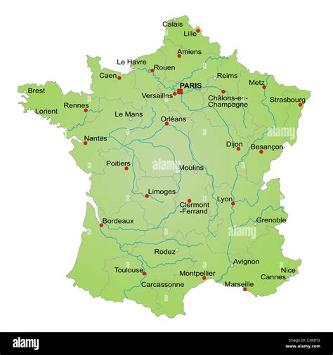 A Map Of France With Cities And Rivers | germany map