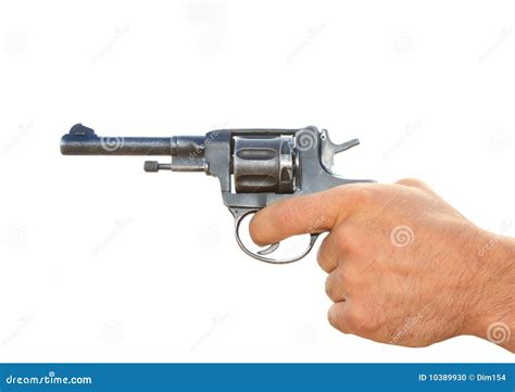 Old Revolver in a Hand Isolated Stock Photo - Image of protection, blew: 10389930