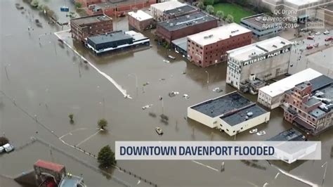 Downtown Davenport, Iowa Floods After Temporary Levees Fail