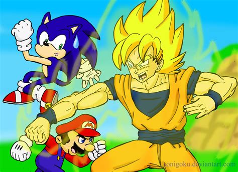 Mario vs Sonic vs Goku - rileyferguson Photo (35281972) - Fanpop