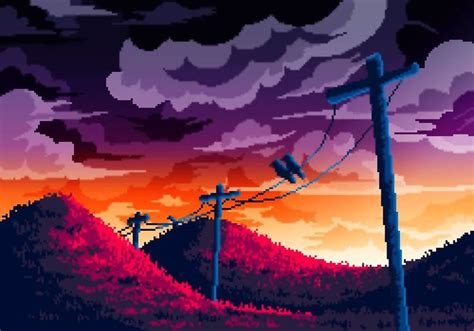 A beautiful Landscape : PixelArt | Pixel art landscape, Cool pixel art ...