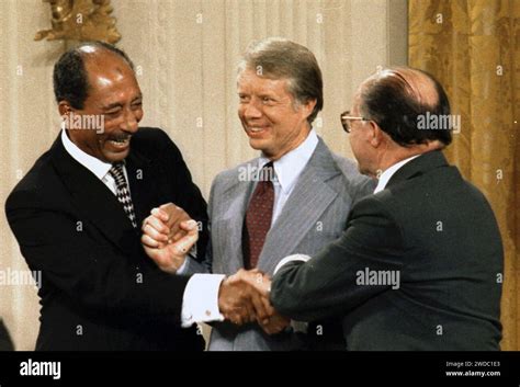 Anwar Sadat Jimmy Carter Menachem Begin sign Camp David Accords-1978 ...