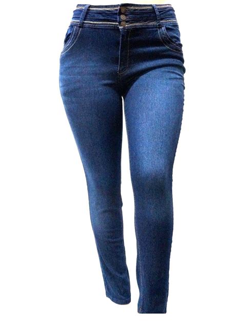 Diamante - NEW Womens Plus Size Blue Denim Jeans Stretch Skinny High Waist Pants ML8958 ...