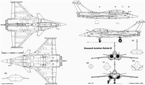 Dassault Rafale B Blueprint - Download free blueprint for 3D modeling