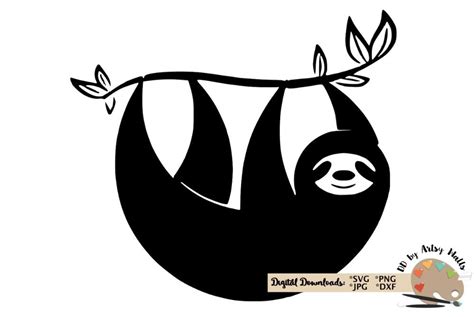 cute sloth silhouette svg dxf - sloth lover cut file - sloth clipart - So Fontsy