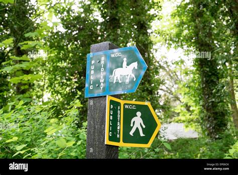 Bridleway and public footpath signs Stock Photo - Alamy