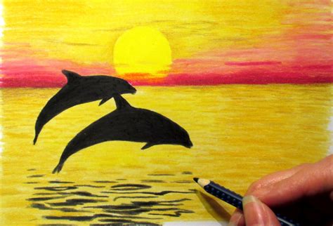 easy drawing landscapes in pencil for pastel clouer - Google Search | Colorful drawings, Dolphin ...