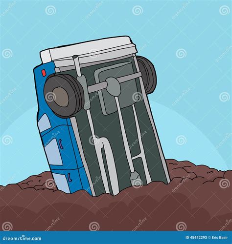 Stuck Car in Mud stock vector. Illustration of stuck - 45442293