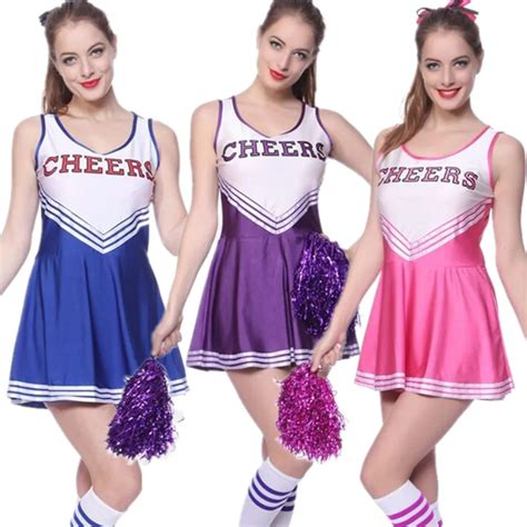 2016 New Listing Sexy High School Cheerleader Costume Cheer Girls Uniform Party Outfit ...