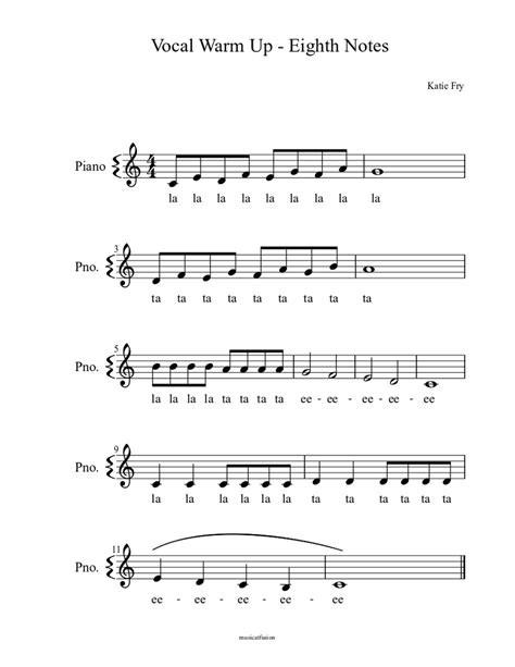 Vocal Warm Up - Eighth Notes Sheet music | Download free in PDF or MIDI ...