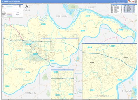 St. Charles County, MO Zip Code Wall Map Basic Style by MarketMAPS ...