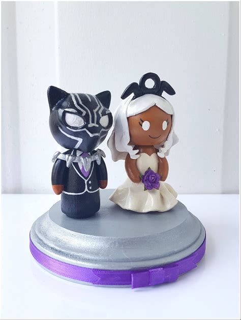 Adorable Black Panther and Storm Wedding Cake Topper - Between The ...