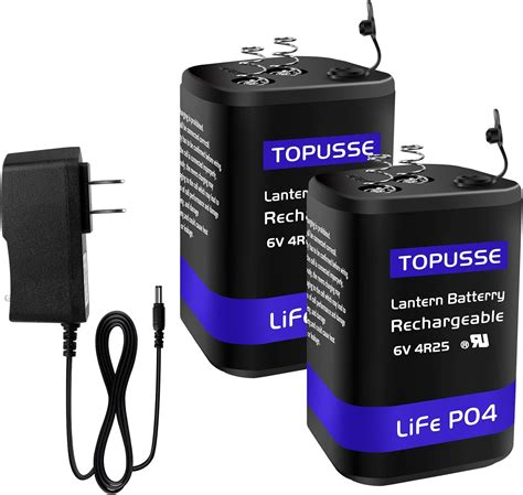 Rechargeable 6 Volt 4.5AH LiFePO4 Lantern Battery with Charger +1500 ...