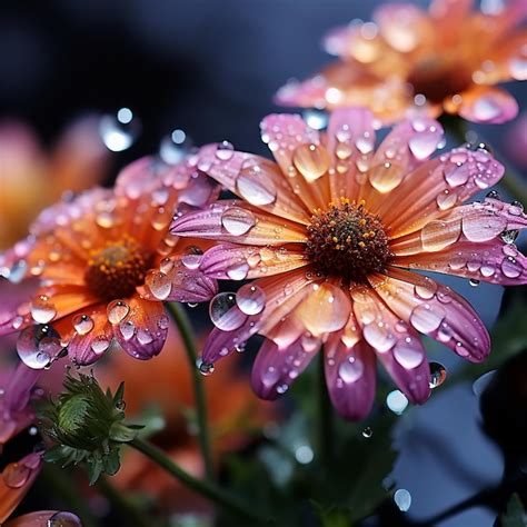 Premium AI Image | Rainy Day Flower Reflections