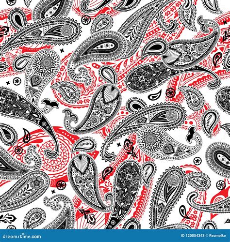 Red and Black Paisley Pattern. Decorative Ornament Design. Stock Vector ...