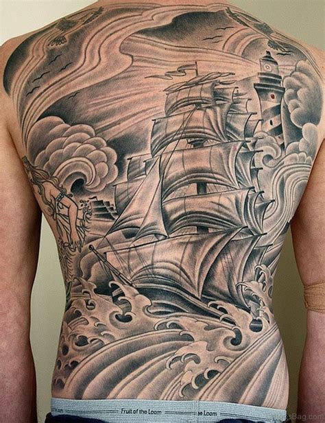 51 Classic Ship Tattoos On Back