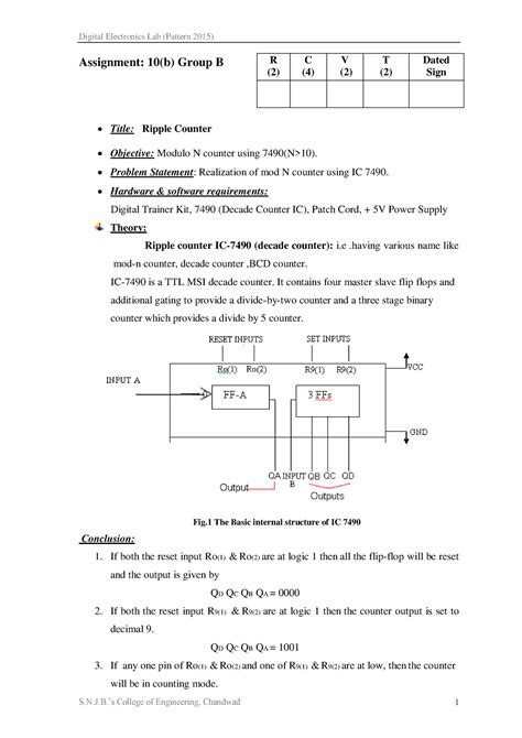 10brealization of mod n counter using ic 7490 - Assignment: 10(b) Group ...