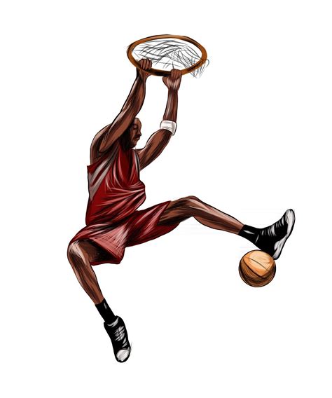 Abstract basketball player with ball from splash of watercolors, colored drawing, realistic ...