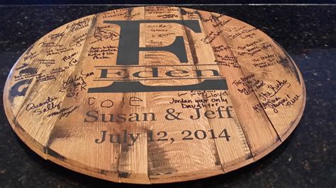 Bourbon Barrel Head – Personalized Wedding Guest Book.