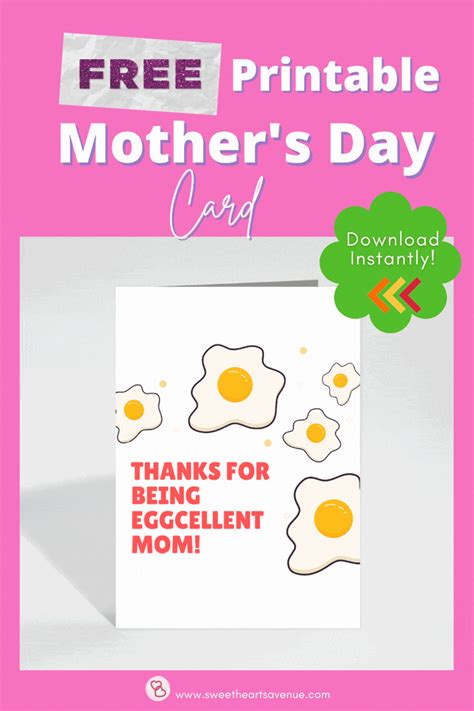 Thanks for Being Eggcellent Mom - Free Printable Mother's Day Card Lines On Mother's Day ...
