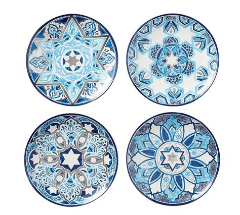 Hanukkah Medallion Salad Plates, Set of 4 - Assorted | Hanukkah ...