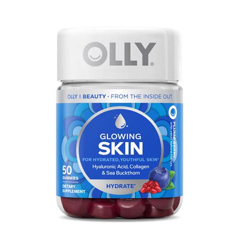 OLLY Glowing Skin Vitamin Gummy, Hyaluronic Acid, Plump Berry, 50 Ct - Walmart.com - Walmart.com