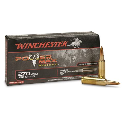 Winchester Power Max Bonded, .270 WSM, PHPB, 130 Grain, 20 Rounds - 178143, .270 WSM Ammo at ...