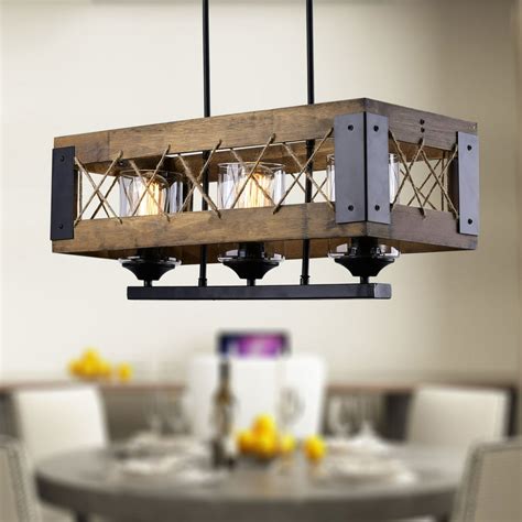 LNC Rustic Chandeliers 3-Light Kitchen Island Pendant Lighting ...