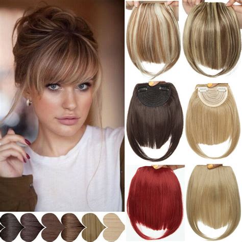 100% Clip In Women For Human Hair Neat Bangs Front Fringe Hair Extensions SOFT · Save Real Bargains