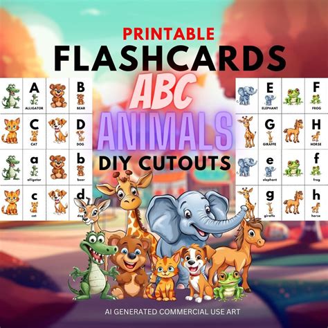 ABC Animals Printable Flashcards DIY Cutouts Bundle Printable Alphabet ...