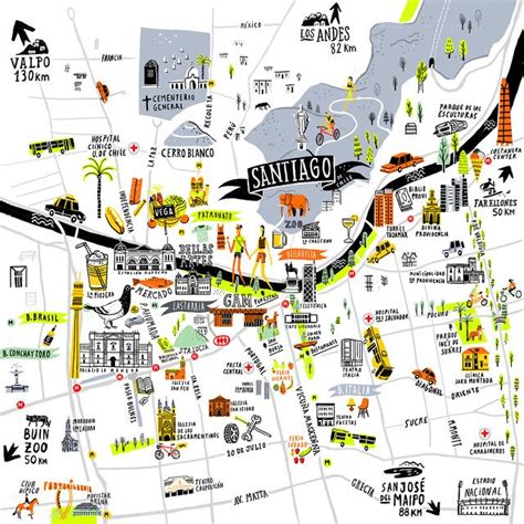 Tourist Santiago Chile Map