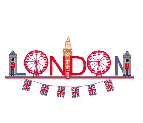 Decorative Text with Icons of London Stock Vector - Illustration of ...