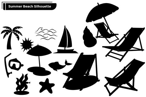 Summer Beach Silhouettes Vector Afbeelding door vectbait · Creative Fabrica