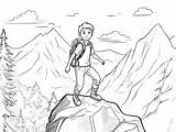 Hiking Trip Coloring For Kids  Page sketch template