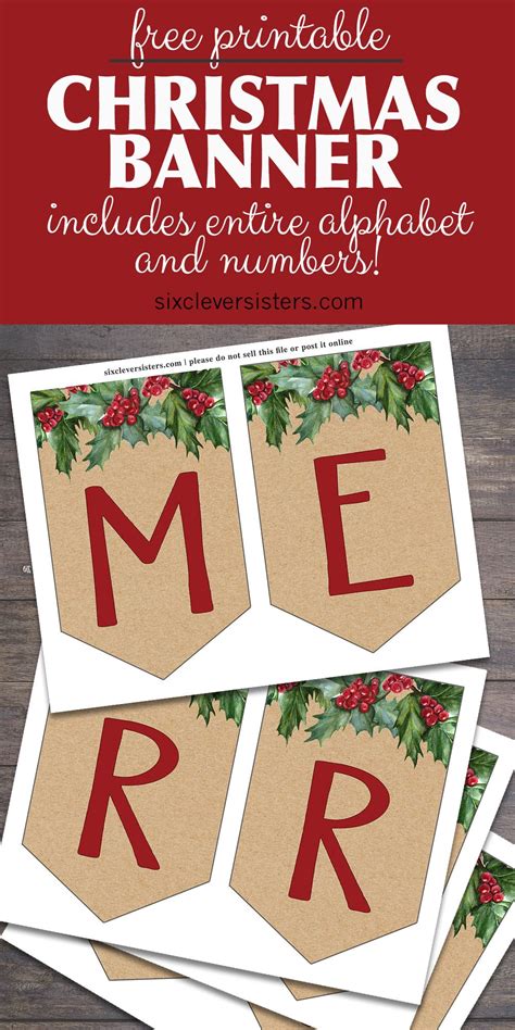 Free Printable Christmas Banner - Six Clever Sisters | Merry christmas ...