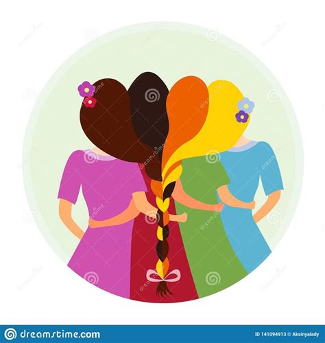 Sisterhood Vector Illustration Group. Icon Of Girls Sisters Stock ...