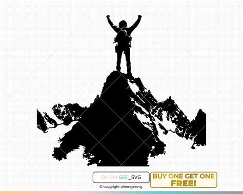 Mountaintop Svg, Summit Clipart, Triumph Png, Faith Dxf, Mountain Eps, Arms Raised Cricut ...