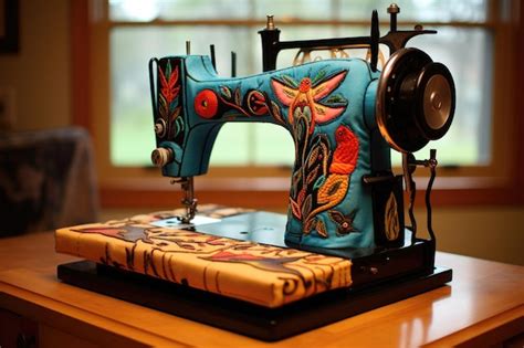 Premium AI Image | Sewing machine with a workinprogress project