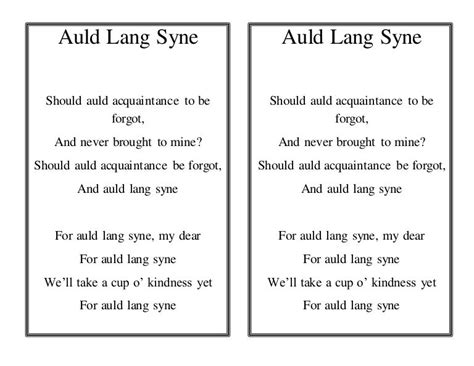 Auld lang syne